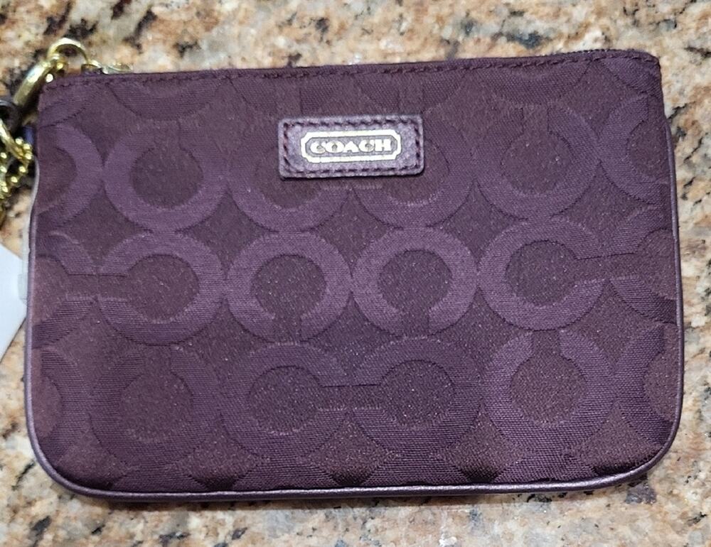 Coach Bordeaux Dark Purple Signature Wristlet NWT F50423
